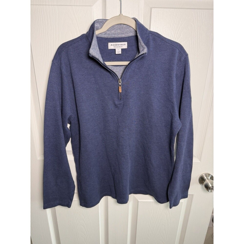 Mizzen And Main Performance Menswear Blue Quarter Zip Size L Mens